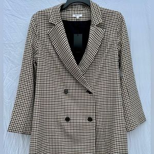 Jacket dress black and brown plaid removable sleeves NWT